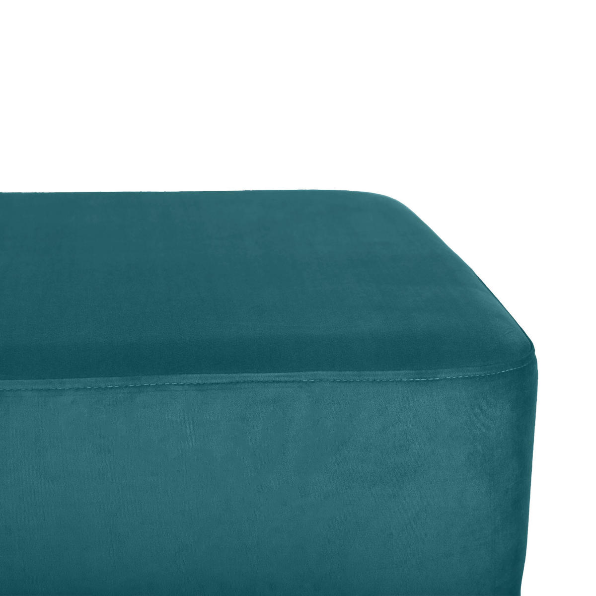 POUF Kate aus entenblauem Samt und goldenem Metall - Blau, Holzwerkstoff/Textil (50/45/50cm) - Sicaan