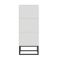 SCHUHSCHRANK Veldio mit 3 Klappen Weiß mit schwarzem Metallgestell 50 cm - Schwarz/Weiß, Holzwerkstoff/Metall (50/125/30cm) - Selsey