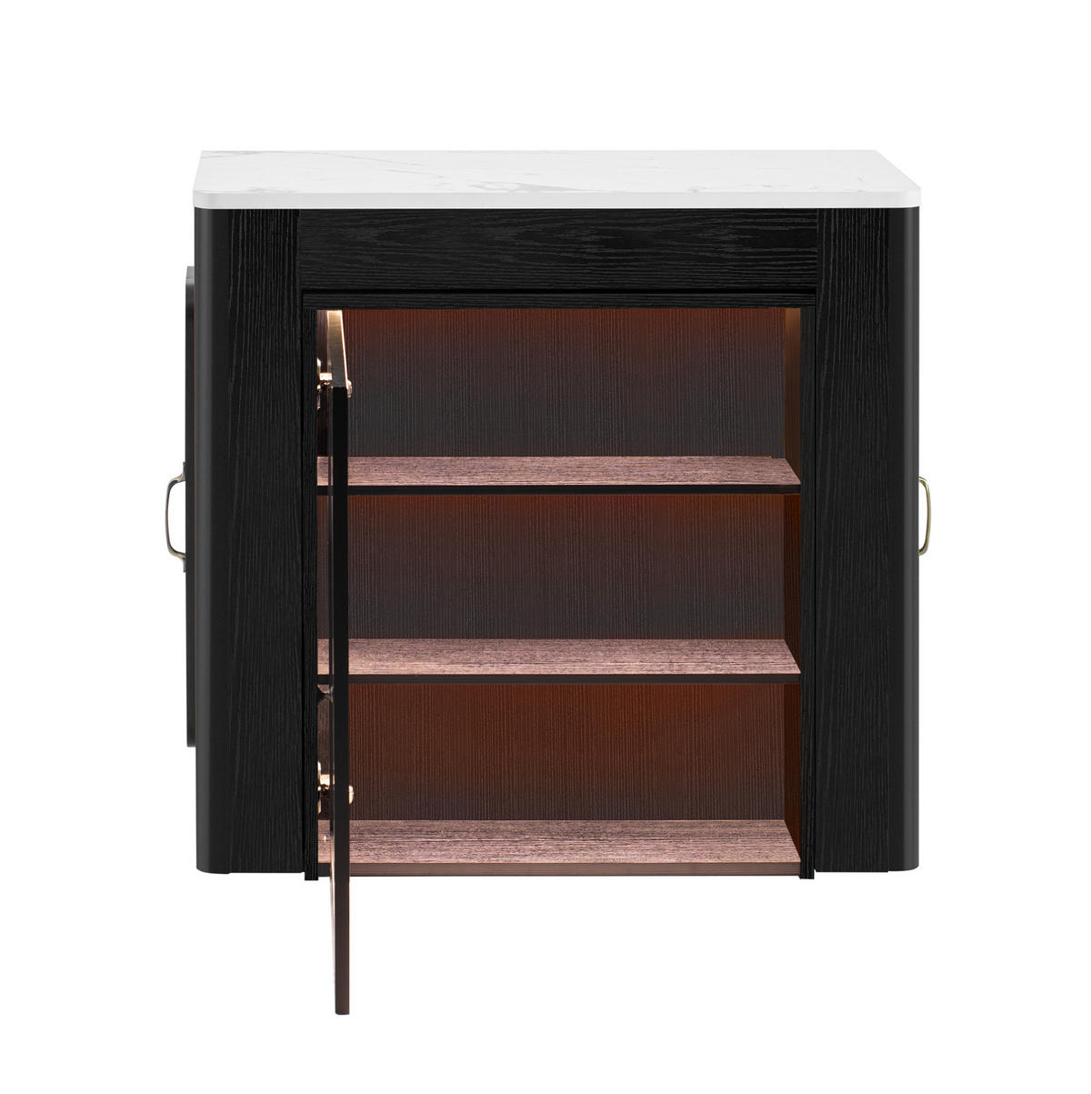KÜCHENINSEL 83/39,6-149,6/77 cm in Weiß/Schwarz mit LED und USB- und Type-C-Anschlüssen - Schwarz, Holzwerkstoff (83/77/39.6cm) - Flora Grace