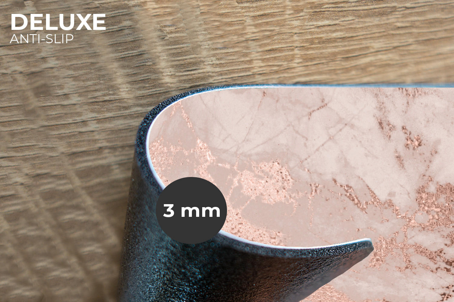 PLATZSETS 6er-Set Marmor - Rosa - Luxus - Marmoroptik - Glitzer - Design 45x30 cm Tischset - Roségold, Kunststoff (0.3/45/30cm) - MuchoWow