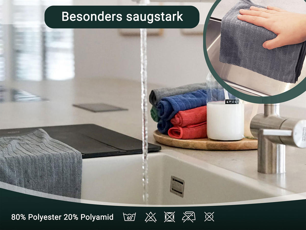 REINIGUNGSTÜCHER, 8er-Set, 40x40 cm, 80% Polyester, 20% Polyamid, farblich sortiert - Multicolor, Textil (40/40cm) - Zollner