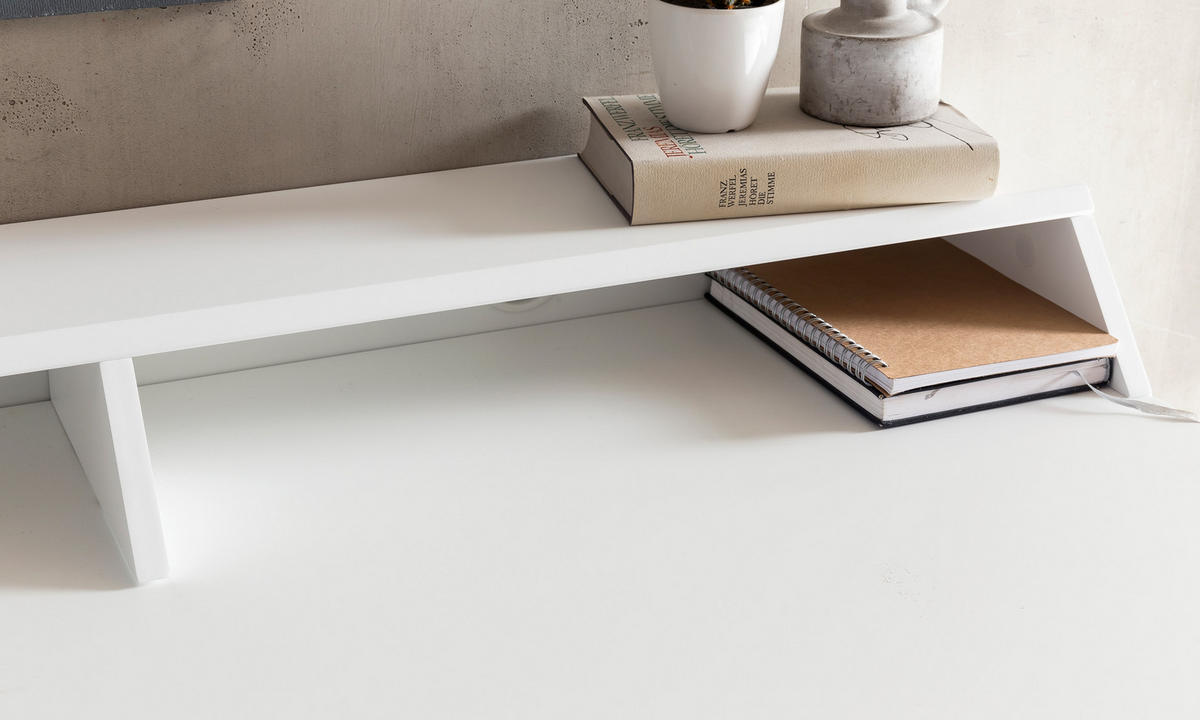 SCHREIBTISCH – Retro Look, große Arbeitsfläche, modern - Beige/Weiß, Eichenholz/Holz (60/110/85cm) - KADIMA DESIGN