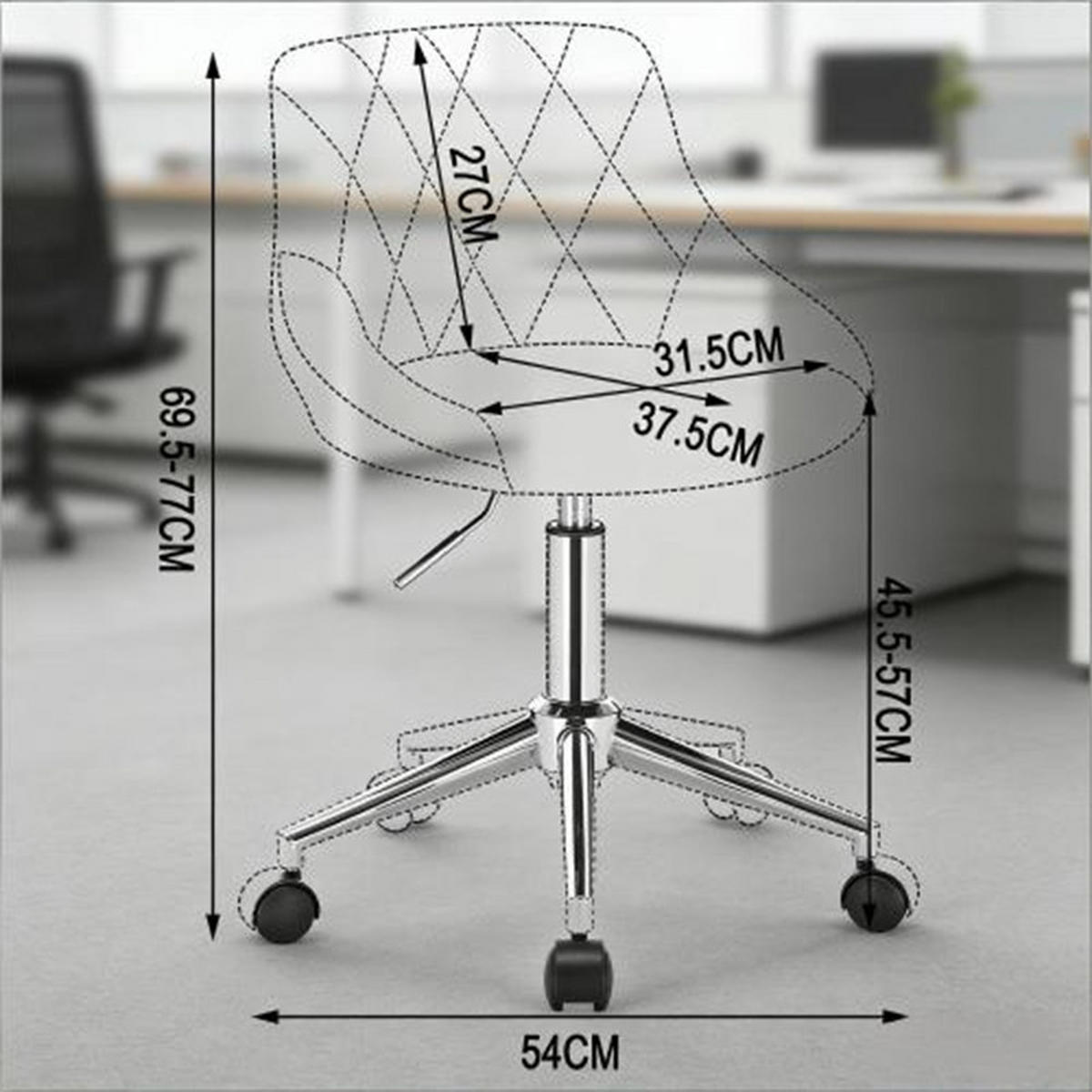 DREHSTUHL Home Office Dunkelgrau, Metall & Samt, drehbar & rollbar, 31,5 x 37,5 x 77 cm - Grau, Metall (37.5/77/31.5cm) - Albatros