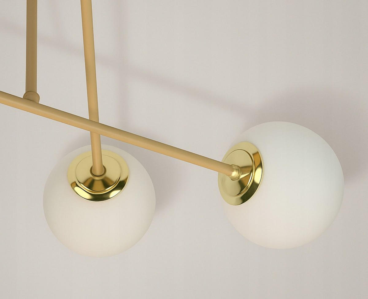 PENDELLEUCHTE ECRU II - Beige/Goldfarben, Glas/Metall (75/75/31cm) - kiki design
