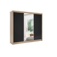 KLEIDERSCHRANK RYFLO mit LED - 250 - Eiche Artisan|Schwarz - Schwarz/Eiche Artisan, Holzwerkstoff (250/215/61cm) - ALTDECOR