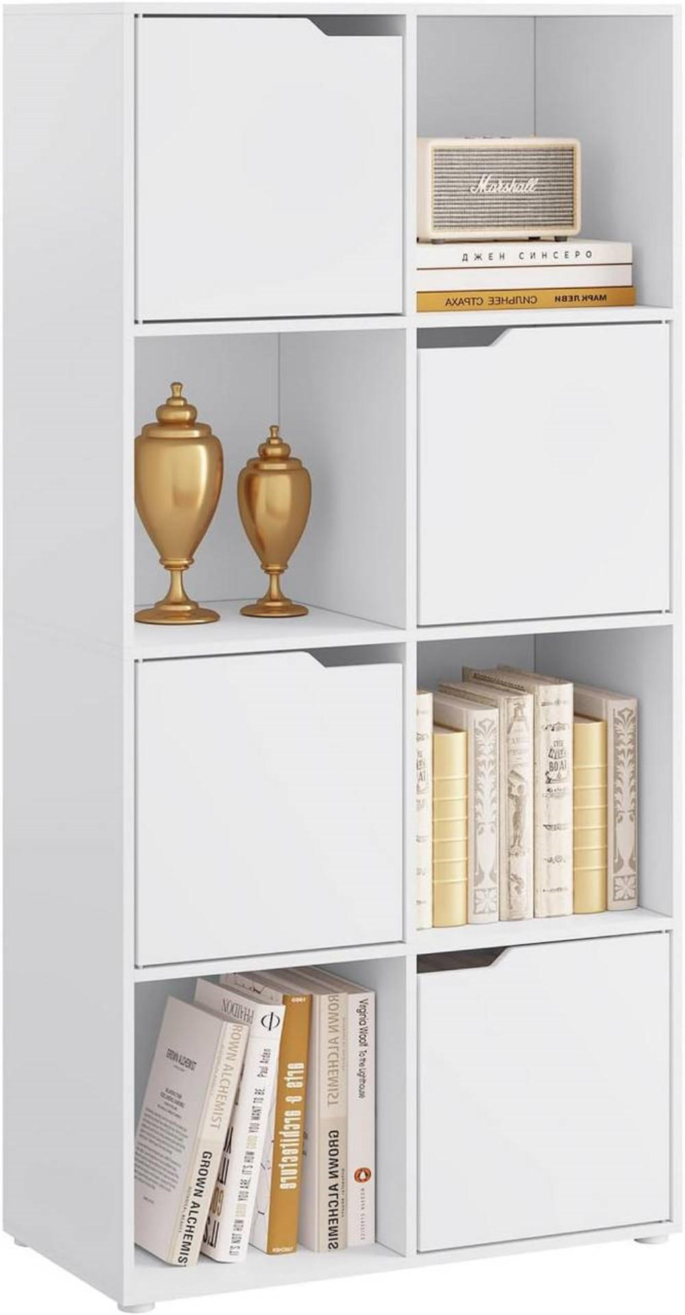 BÜCHERREGAL mit 8 Fächern, 60x120x30 cm, Weiß - Weiß, Holzwerkstoff (60/120/30cm) - Woltu