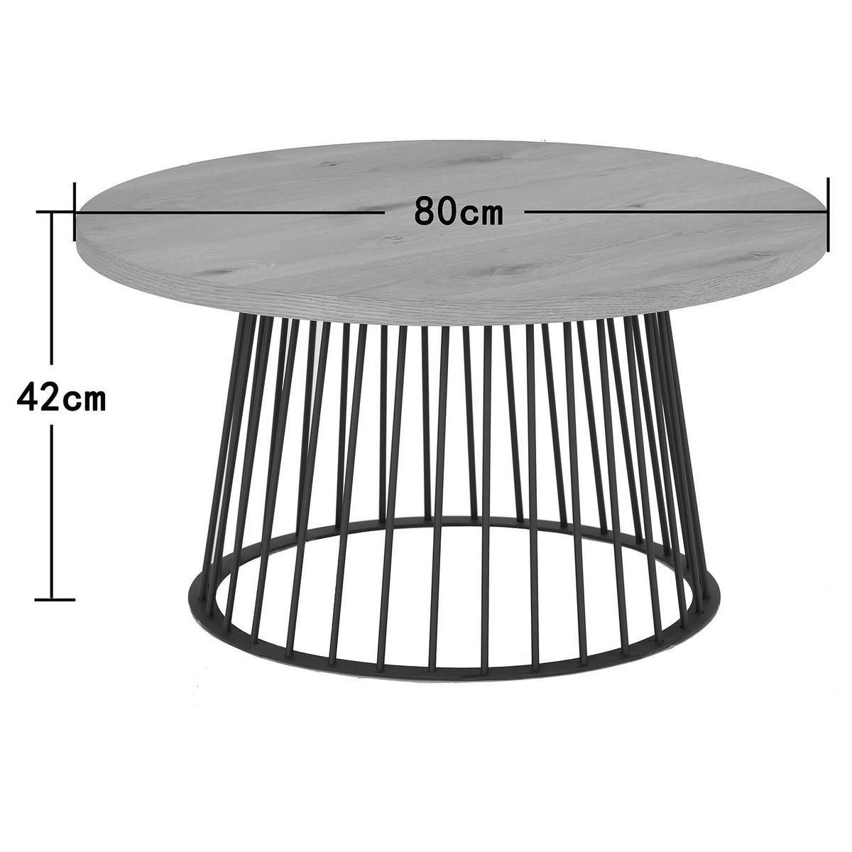 FURNIERTER COUCHTISCH - Eiche / Schwarz - Eichefarben, Holzwerkstoff/Metall (80/80/42cm) - home24