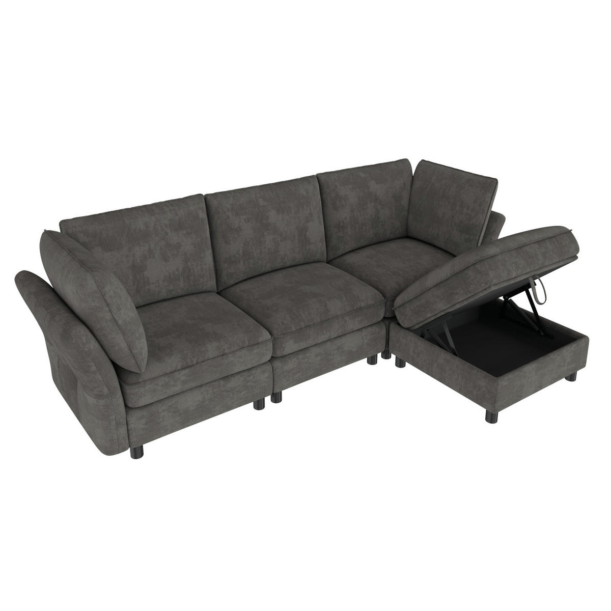ECKSOFA 225/137/84 cm Grau mit Stauraum‑Hocker - Grau, Textil (225/137cm) - Oxeza