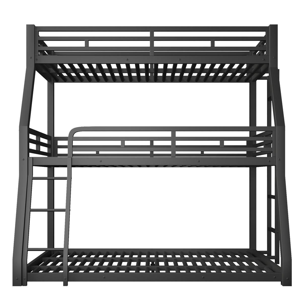 ETAGENBETT 90/120/140 x 200 cm, 3 Ebenen, DE-42019, in Schwarz - Schwarz, Metall (140/200cm) - ComfortXL