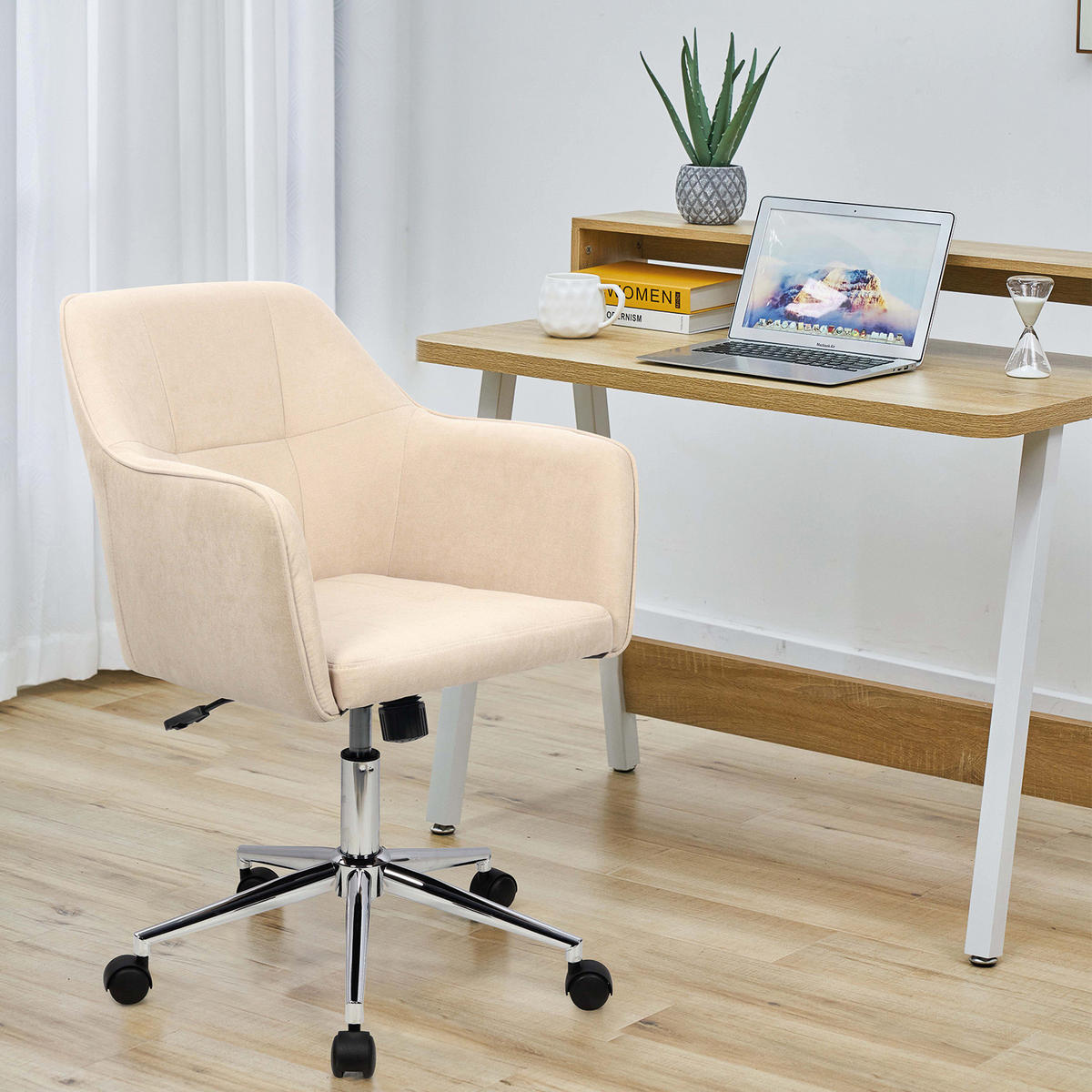 DREHSTUHL JAKE Stoffbezug beige - Beige, Textil (61/95/57cm) - SVITA
