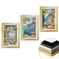 WANDBILDER 3er Set - 20x30 cm Goldrahmen - Meerblick, italienische Zitronen - Goldfarben, Kunststoff (20/30cm) - ArtPrintCave
