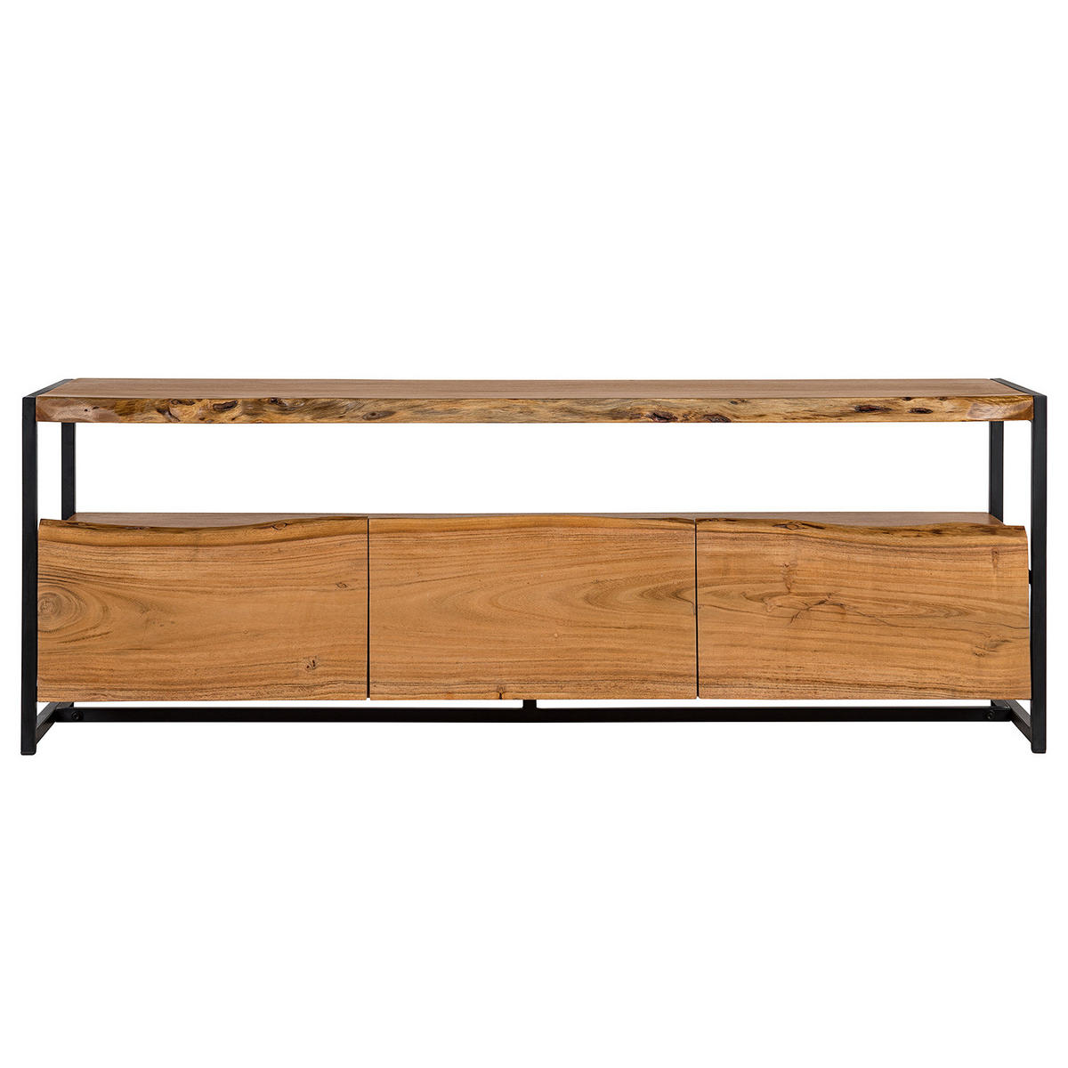 TV-LOWBOARD - Akazie massiv / Metall - Akaziefarben, Holz (145/50/40cm) - home24