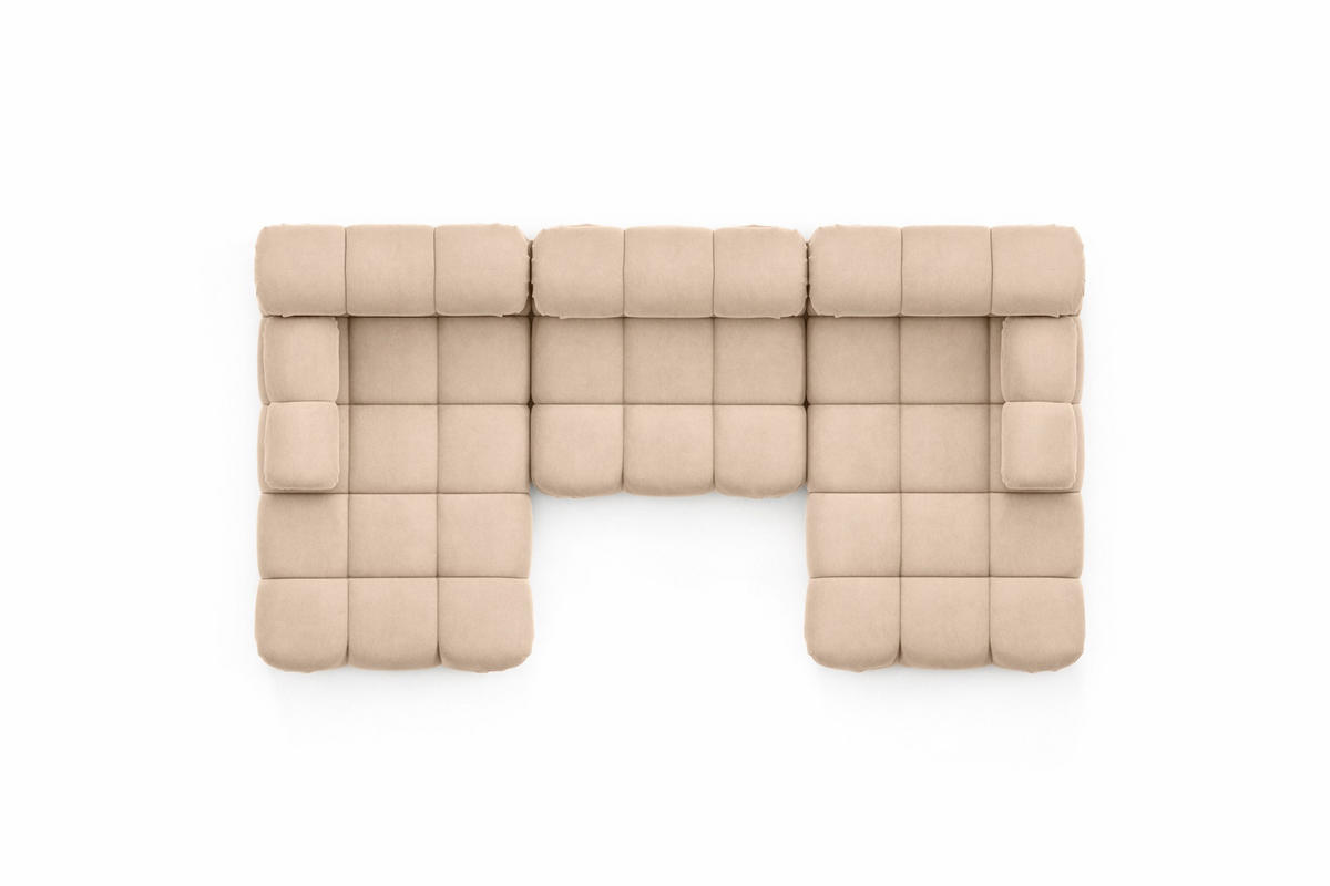 ECKSOFA U-Form, Stoff Velours Salvador, Beige, Selia U - Beige, Holz (285/70/160cm) - Kaiser Möbel