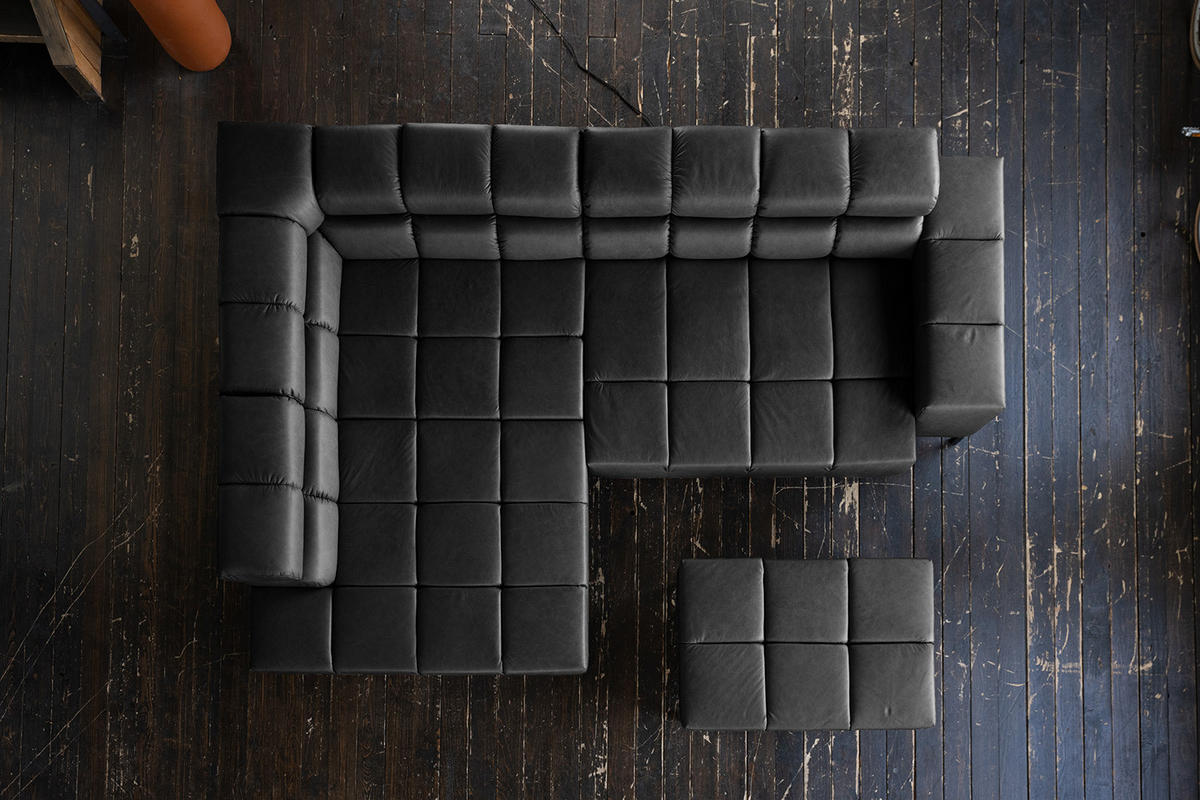 ECKSOFA NELSON Schwarz Leder Relaxfunktion - Schwarz, Leder/Metall (321/216cm) - KAWOLA