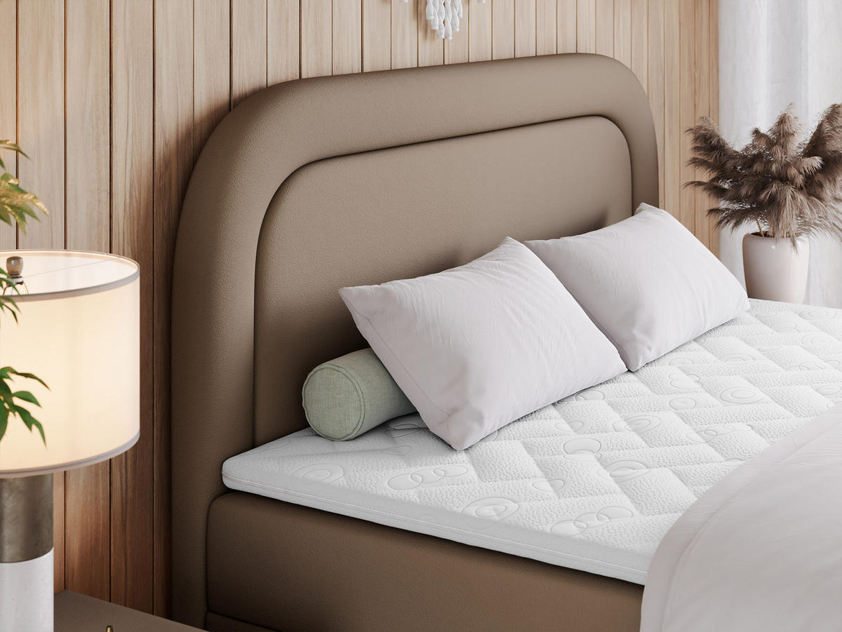 BOXBETT EIRA 120/200 Braun Kunstleder - H3 - Silberfarben/Braun, Holz/Textil (120/200cm) - MKS