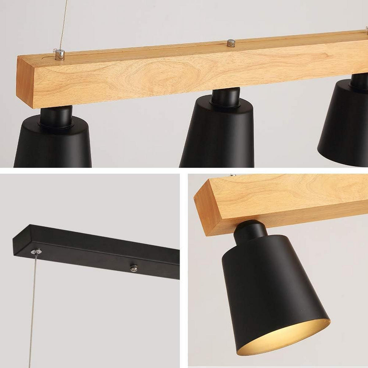 HÄNGELEUCHTE Formel 3-flammig 70/14/23 cm - Schwarz, Holzwerkstoff (70/14/23cm) - Nettlife