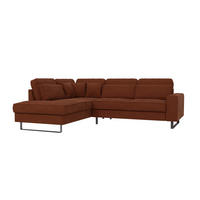 ECKSOFA Floe Terrakotta Cord - Terra cotta/Schwarz, Holz/Kunststoff (290/231cm) - S-Style Möbel