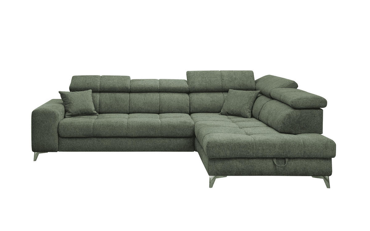 ECKSOFA mit elektrischer Wallaway-Funktion und vielseitigen Anpassungsmöglichkeiten - Grün, Textil (198/282cm) - ed exciting design