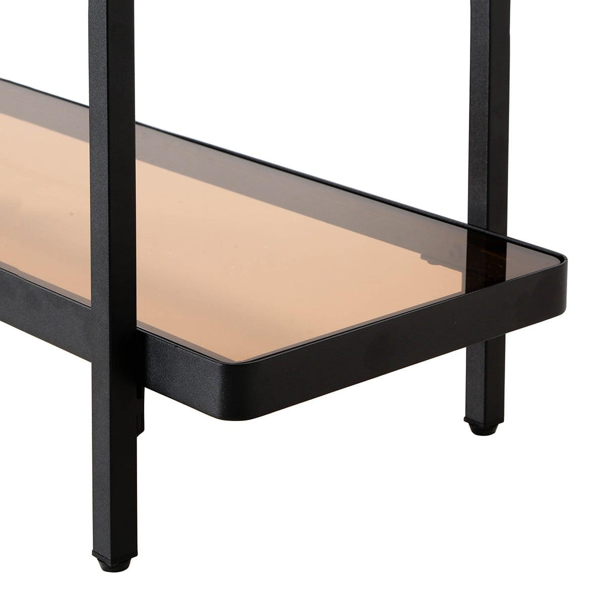 KONSOLBORD med två hyllor i rökfärgat glas, 80 cm brett - ORA - Svart, Metall (41.5/30/80cm) - Calicosy