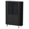 GLASVITRINE geriffelt aus MDF, Schwarz, mit LED-Beleuchtung - Schwarz, Holzwerkstoff (112/155/40cm) - Idohome