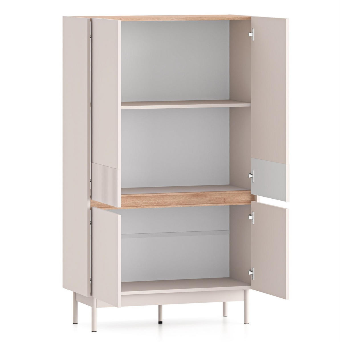 HIGHBOARD Dunea Kaschmirgrau/Eichenholzoptik 92 cm - Taupe, Holzwerkstoff/Metall (92/156/40cm) - Selsey