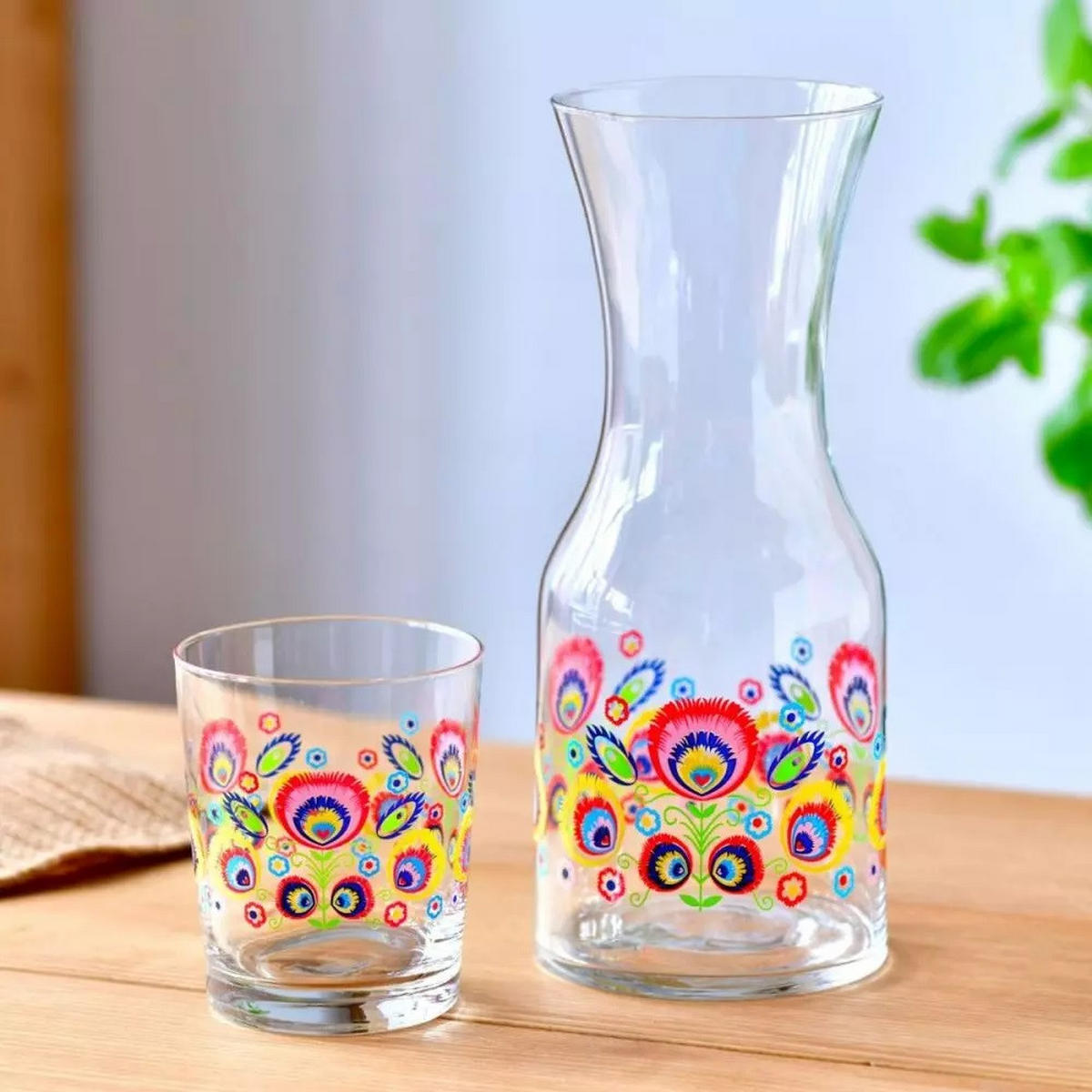 WASSERKARAFFE, 1 Stk., 900 ml - Multicolor, Glas (0.9L) - Krosno Glass
