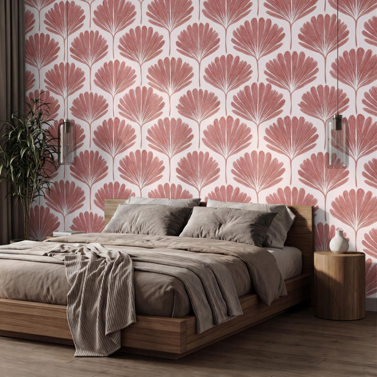TAPETE - Fächer - Motiv - Terra - 350x240 cm - Rotbraun, Papier (350/240cm) - OnlyWow
