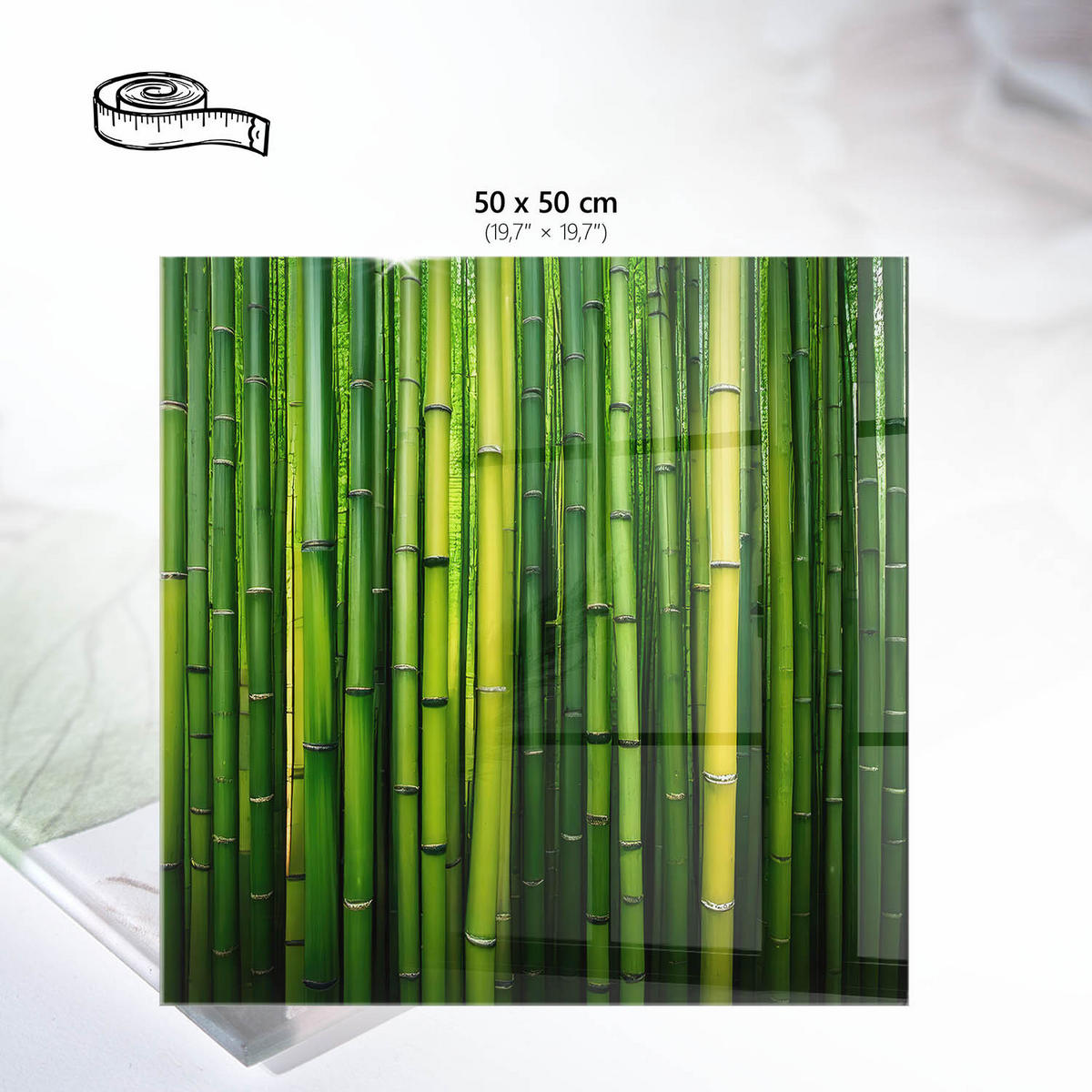 TISCHPLATTE 50x50 cm – Grüner Bambus - Türkis, Glas (50/50/0.4cm) - Wallfluent