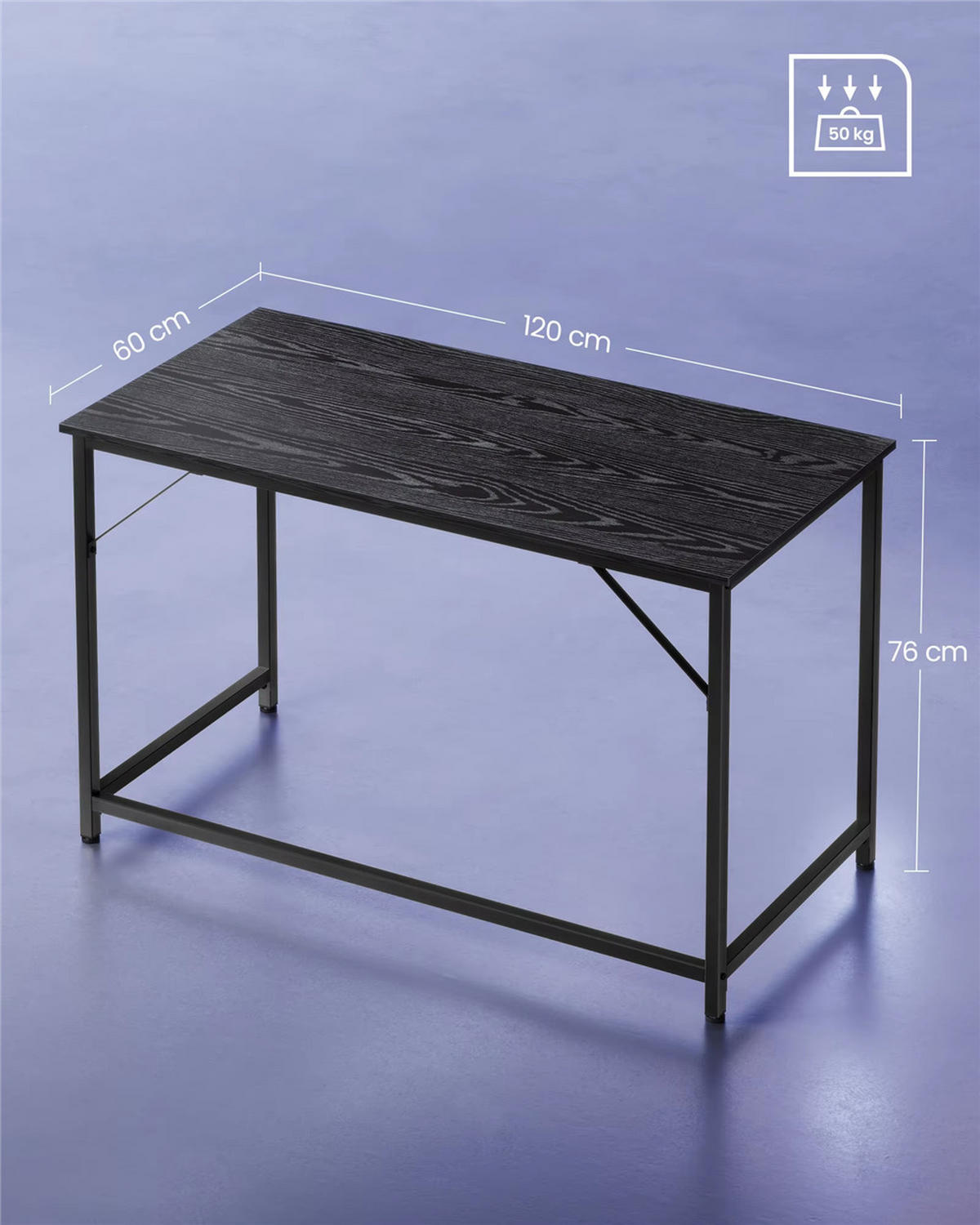 SCHREIBTISCH 120/60/76 cm Computertisch Schwarz Industrie Design - Schwarz, Metall (120/60/76cm) - Kaket