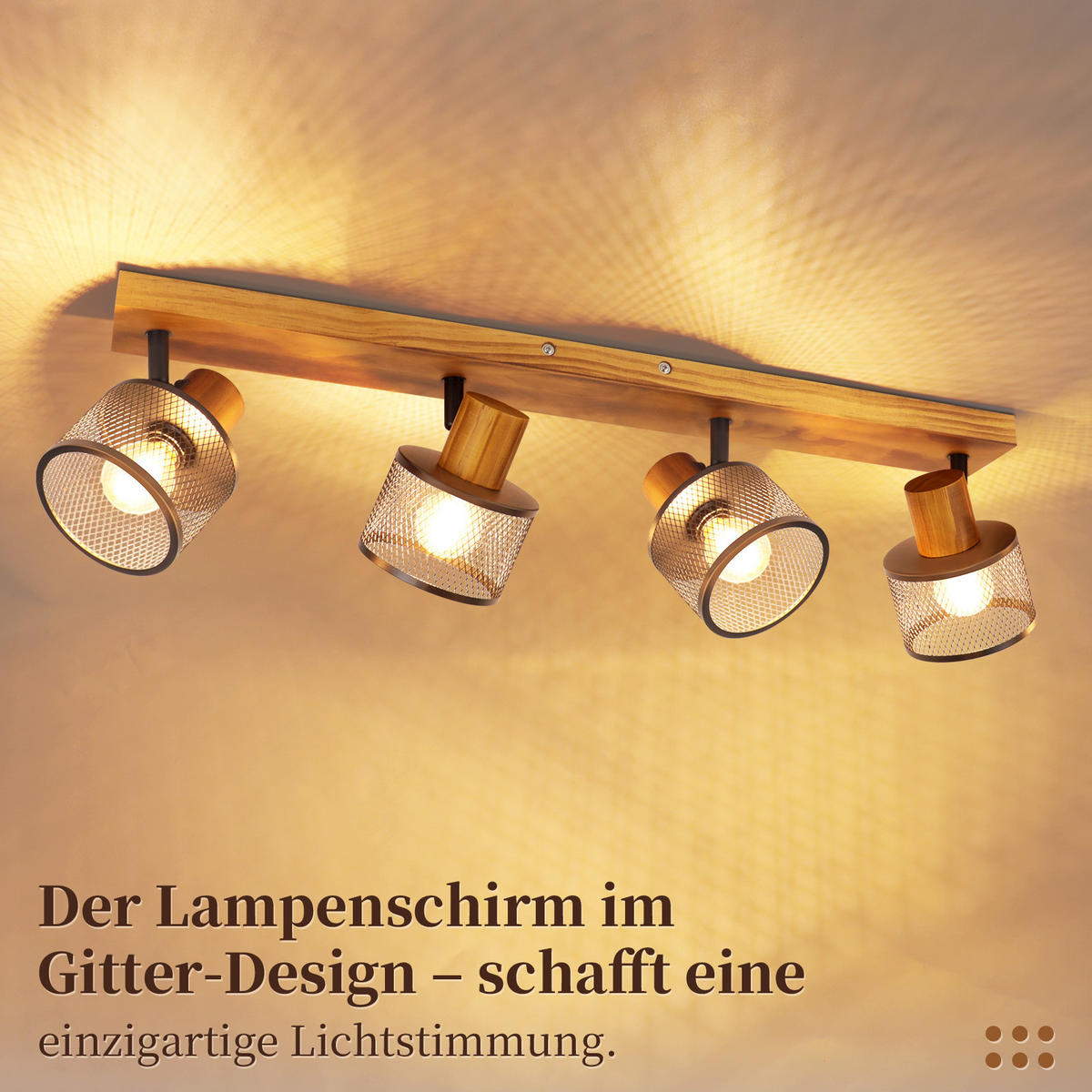 DECKENSTRAHLER Jixalin 66/10/17.5 cm - Schwarz, Holz/Metall (66/10/17.5cm) - ZMH