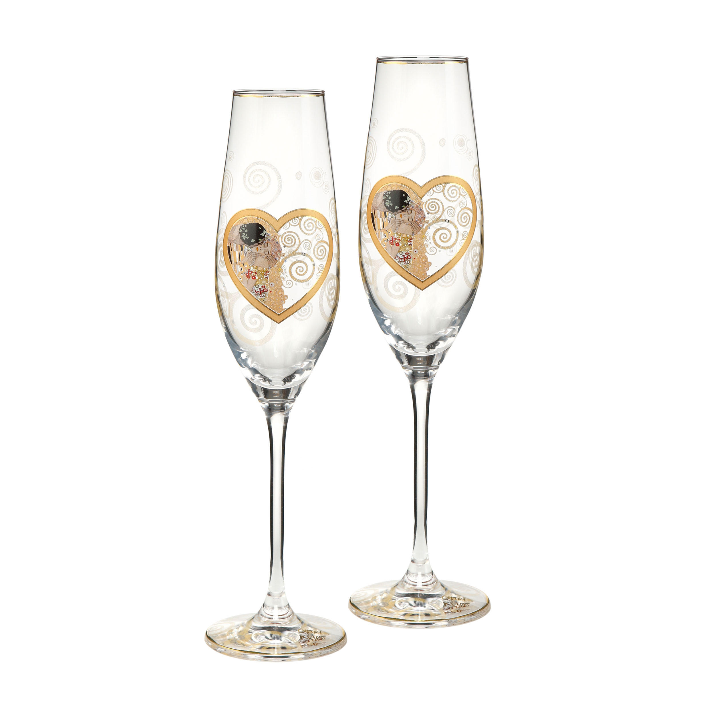 SEKTGLAS 2er Set Gustav Klimt - Heart Kiss, Glas, 100 ml - Multicolor, Glas (0.15L) - Goebel