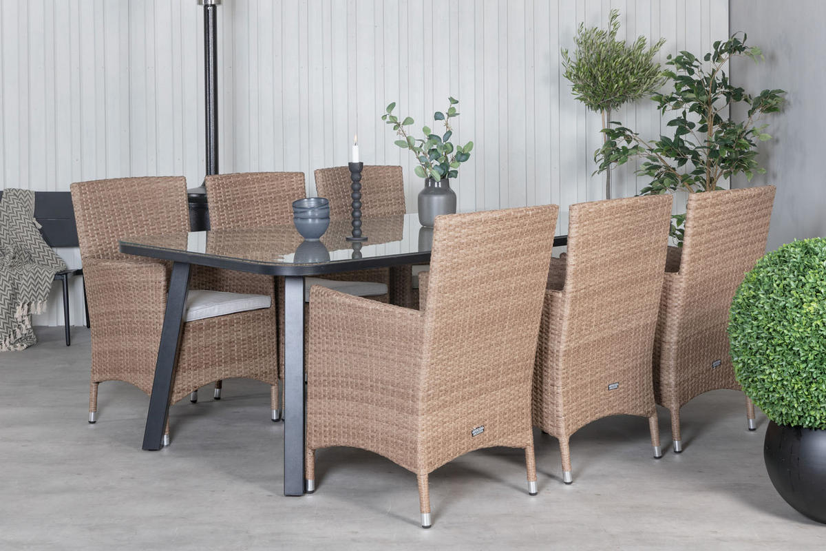 GARTENTISCH Schwarz - Schwarz, Holzwerkstoff (200/100/74cm) - ebuy24