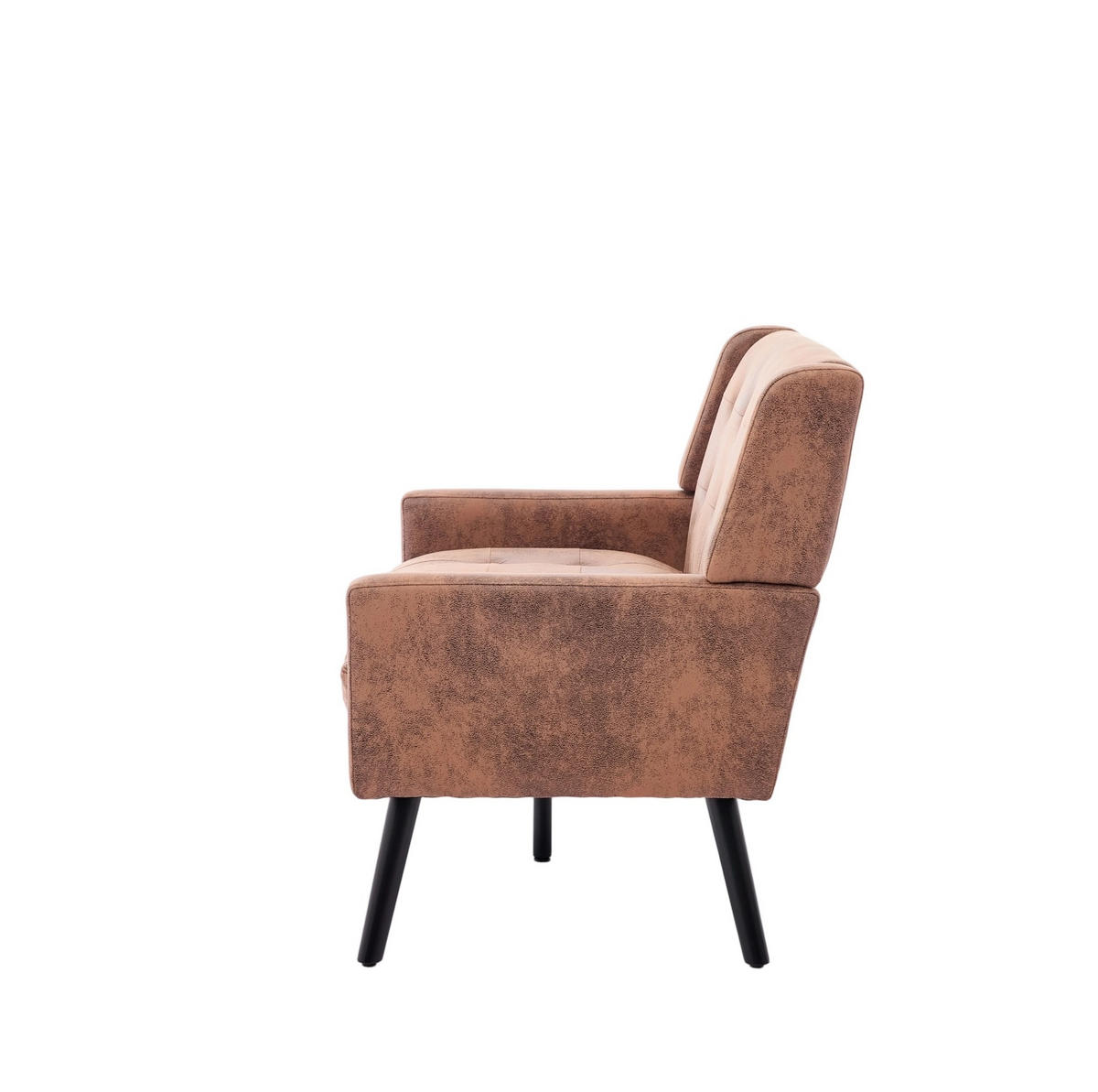 SITZBANK 2-Sitzer Suedevlies-Polster mit Knopfheftung, Massivholzbeinen 119/75/88 cm Dunkelbraun - Dunkelbraun, Textil (75/88/119cm) - Redom