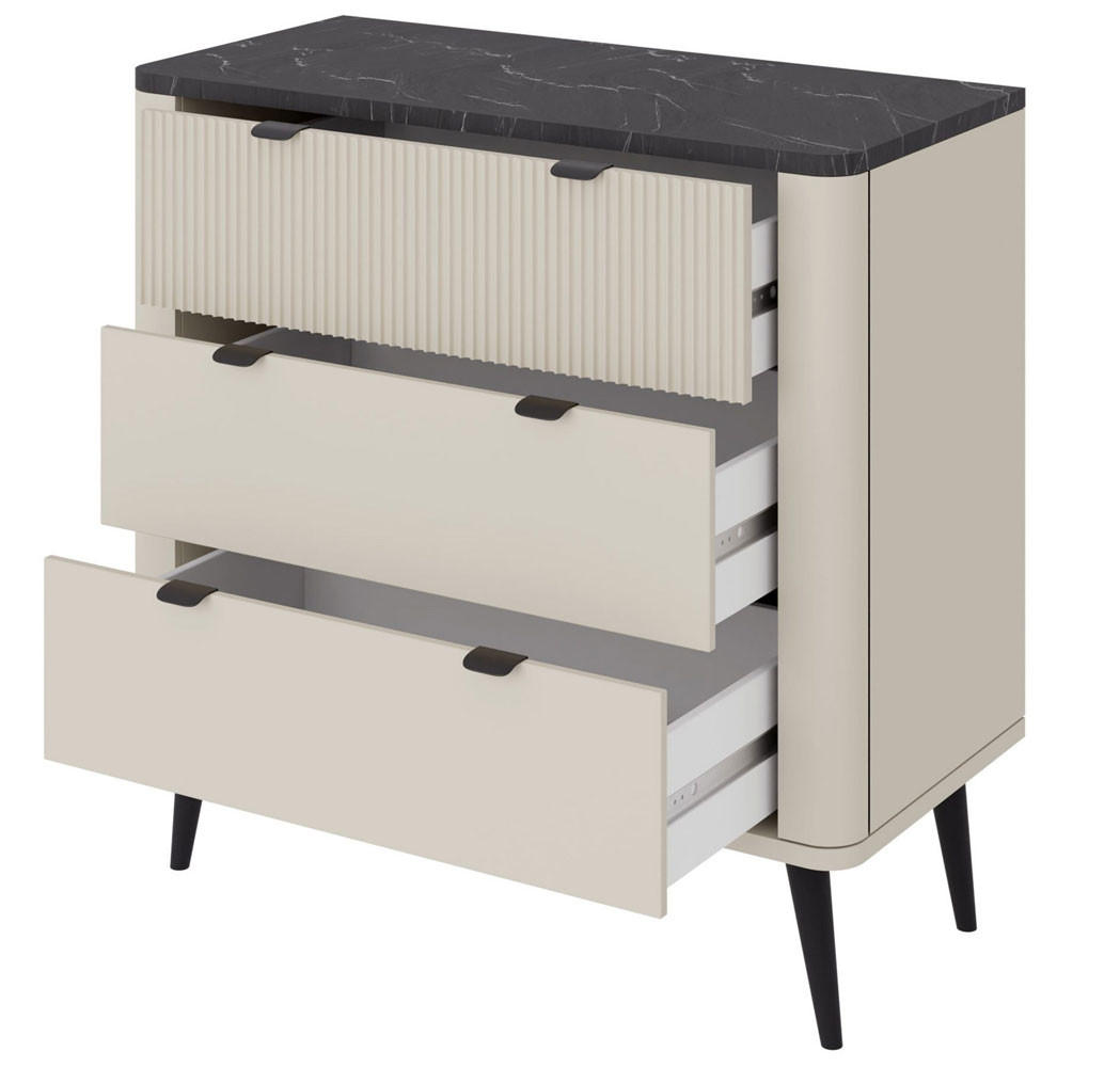 KOMMODE Marly Kaschmir / Graustein 90 / 40 / 82cm - Kaschmir/Beige, Holz/Holzwerkstoff (90/82/40cm) - Feldmann-Wohnen