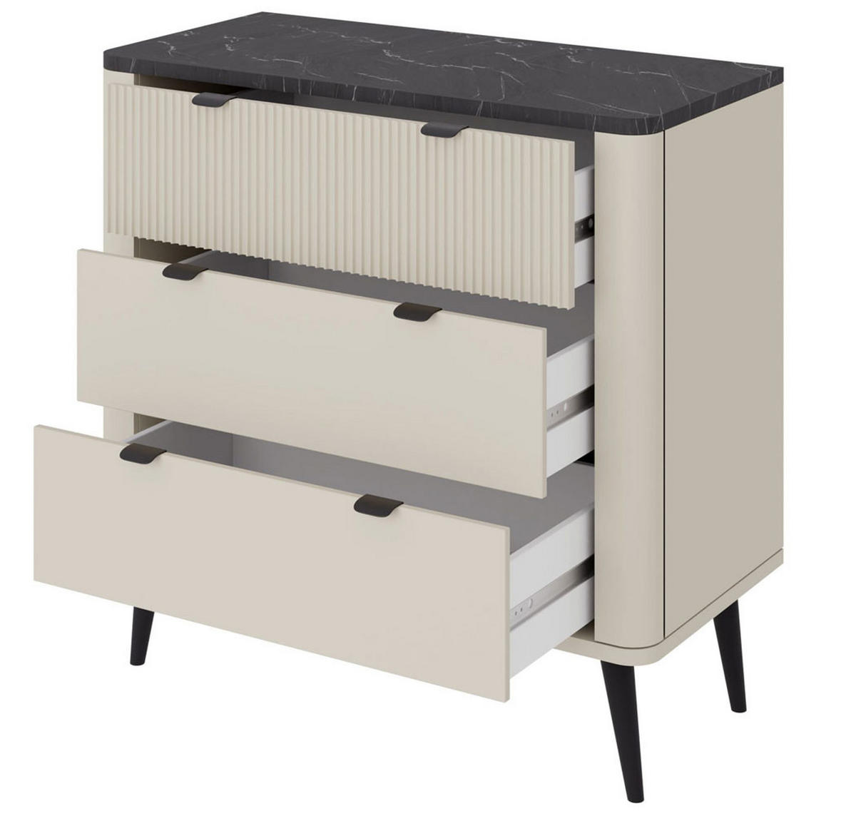 KOMMODE Marly Kaschmir / Graustein 90 / 40 / 82cm - Kaschmir/Beige, Holz/Holzwerkstoff (90/82/40cm) - Feldmann-Wohnen