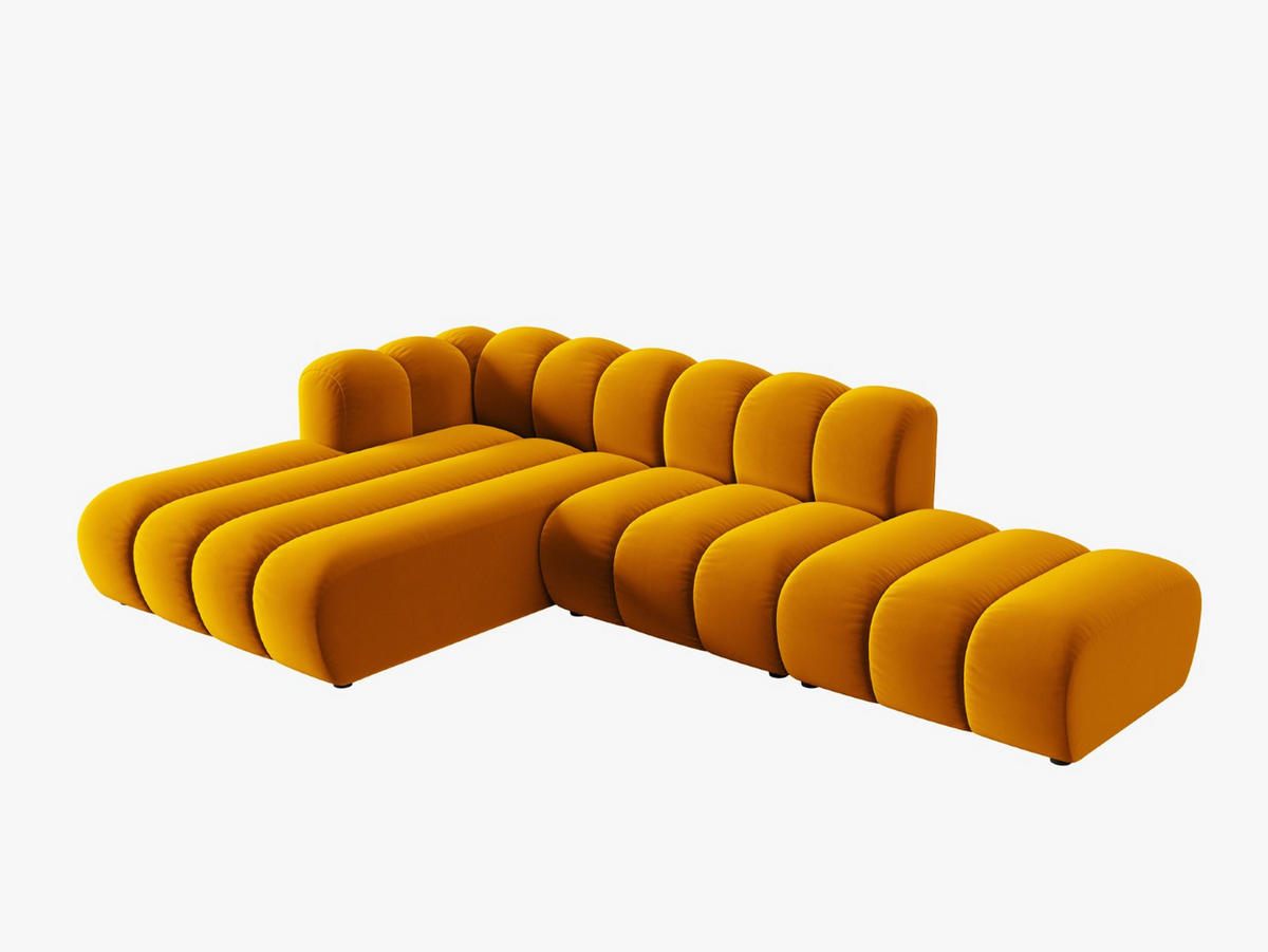 ECKSOFA modular links Lupine aus Samt gelb 5 Sitzplätze - Gelb, Textil (177/299cm) - Micadoni