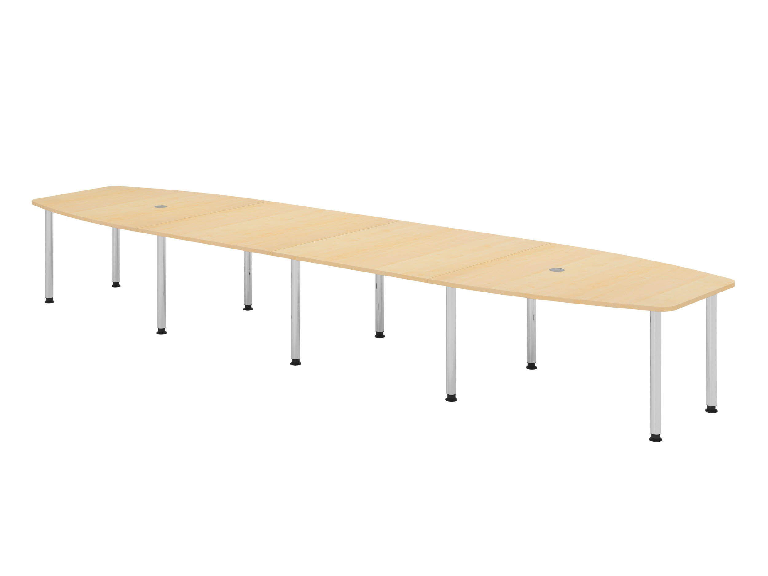KONFERENZTISCH XXL KT52 130/520/74 cm in Ahornfarben/Chromfüße - Chromfarben/Ahornfarben, Holzwerkstoff (130/520/74cm) - bümö