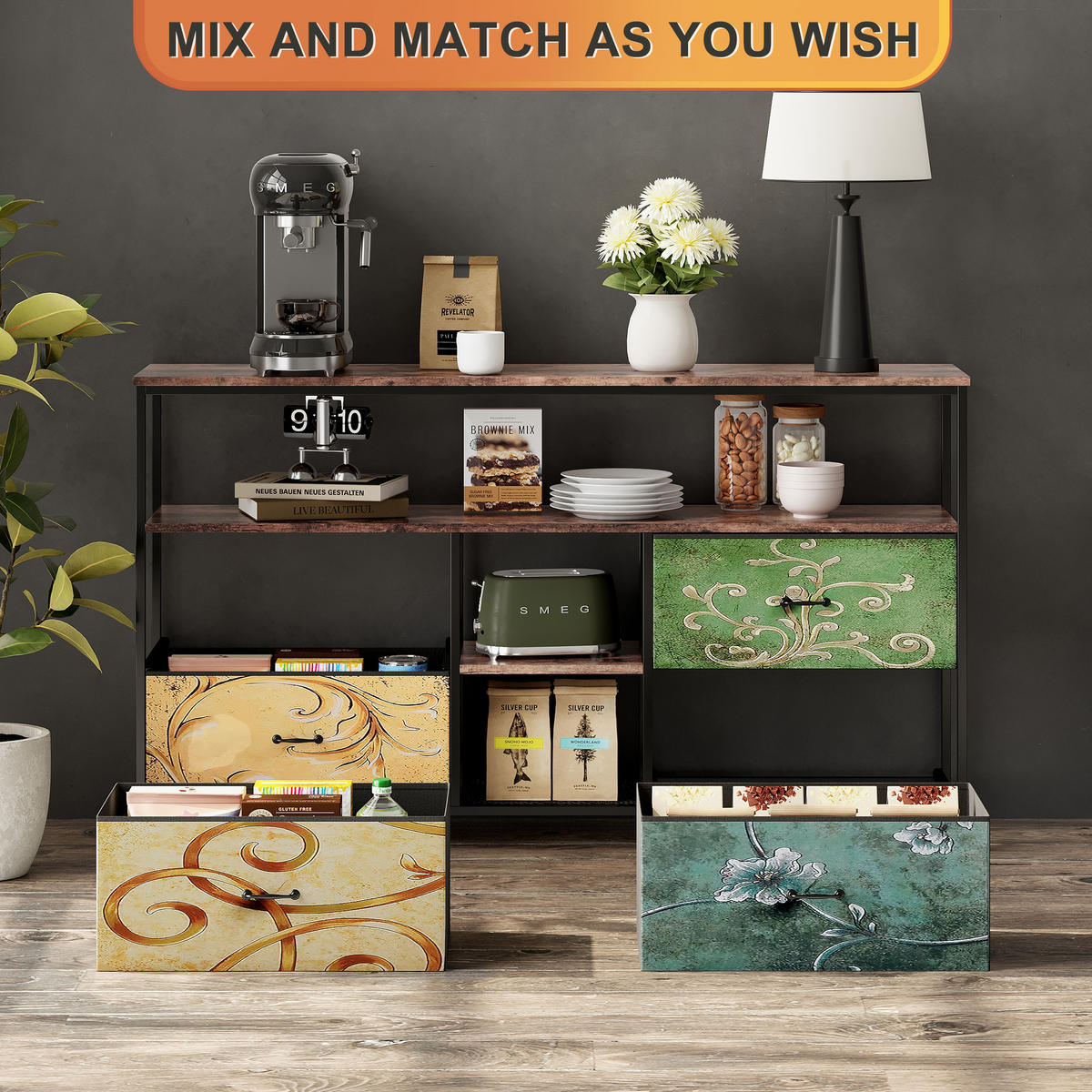 TV LOWBOARD 108x30x77 cm Metall Holz mehrfarbig - Naturfarben, Holz (108/76.8/29.8cm) - LEBENLANG