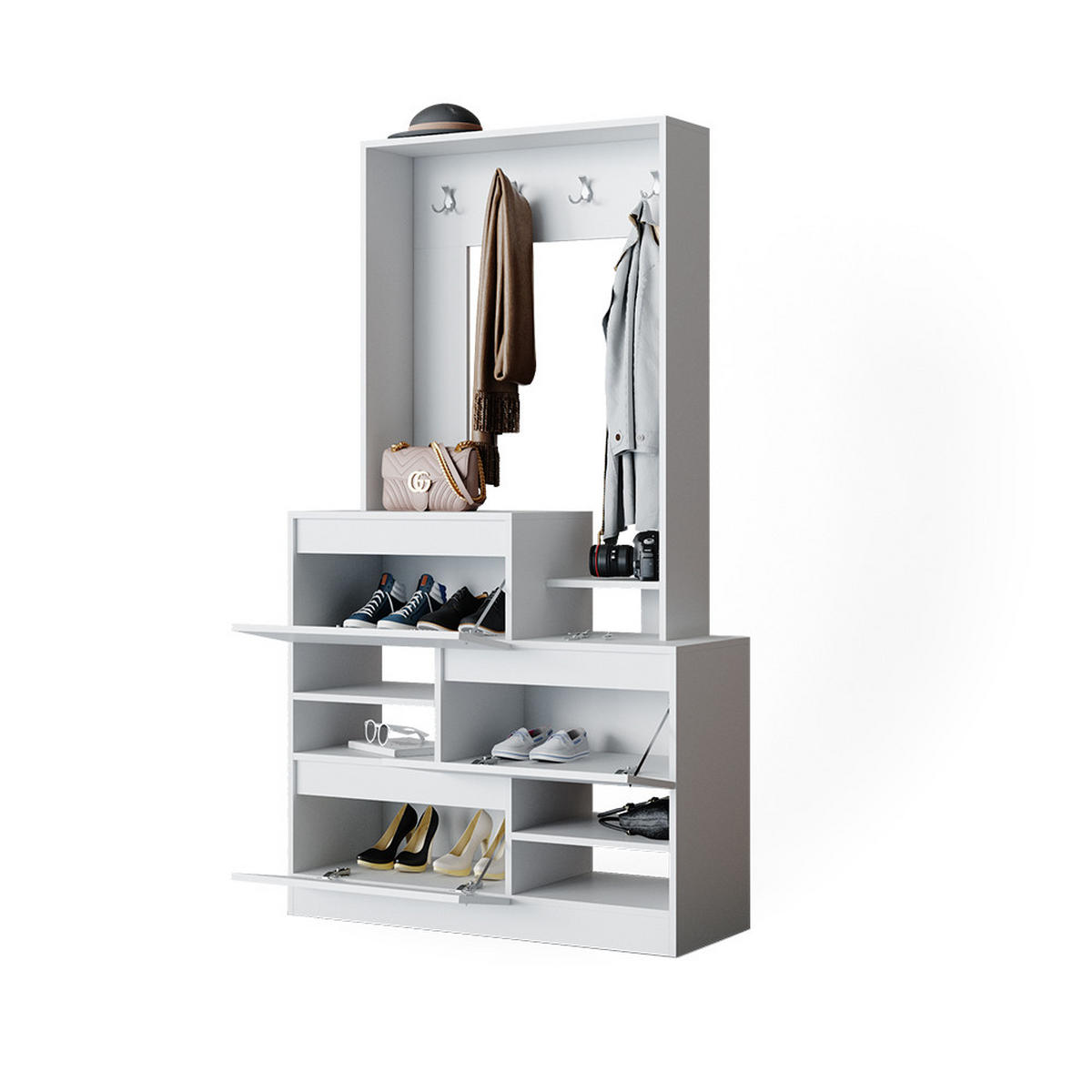 GARDEROBE Evia Weiß 100 x 180 cm - Weiß, Holzwerkstoff (100/180/39cm) - Vicco