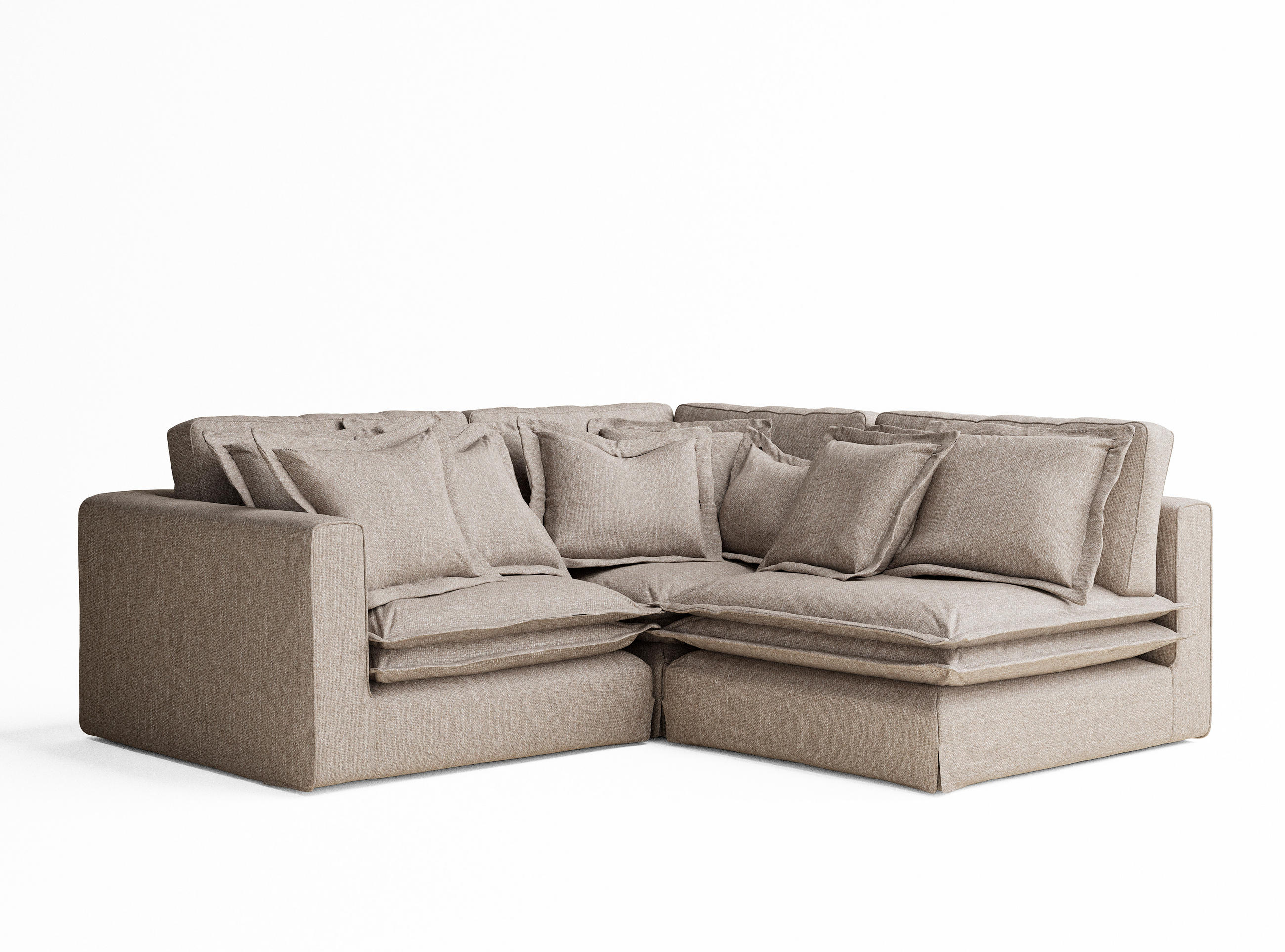 ECKSOFA Amalfi Hellbraun Webstoff - Schwarz/Braun, Holz/Holzwerkstoff (238/222cm) - Maison de Reve