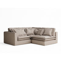 ECKSOFA Amalfi Hellbraun Webstoff - Schwarz/Braun, Holz/Holzwerkstoff (238/222cm) - Maison de Reve