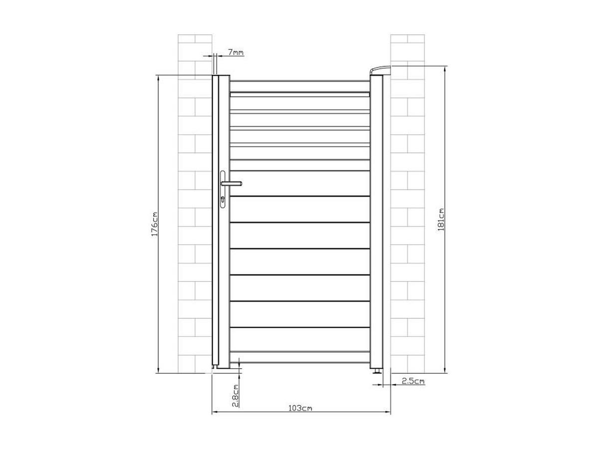 GARTENTOR Flügeltor - Aluminium - 103 x 181 cm - Anthrazit - VIAZO - Anthrazit, Metall (100/176cm) - Vente-Unique
