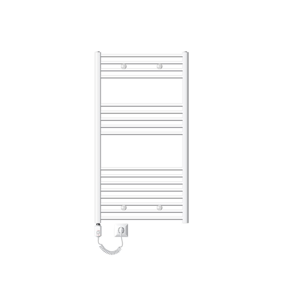 BADHEIZKÖRPER elektrisch Sahara 750x1200 mm Weiß gerade mit Heizstab 1200W - Weiß, Metall (3/120/75cm) - LuxeBath