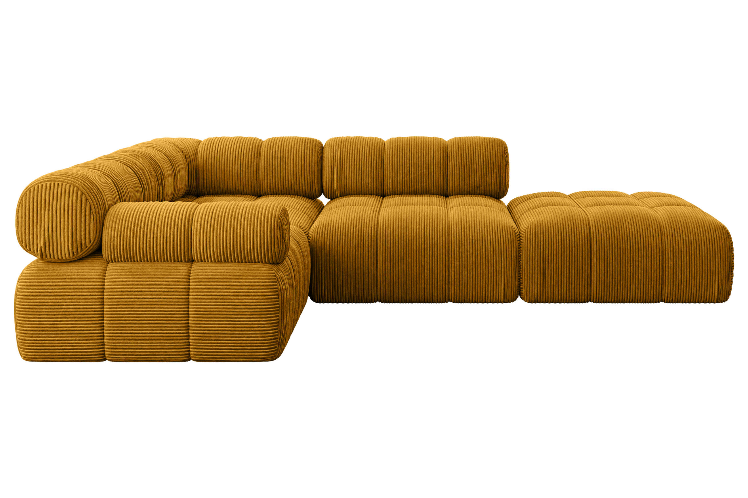 ECKSOFA modulares Sofa Felto-L1 - 285x190x70 cm Senfgelb Cord - Currygelb, Holzwerkstoff/Textil (285/190cm) - ALTDECOR
