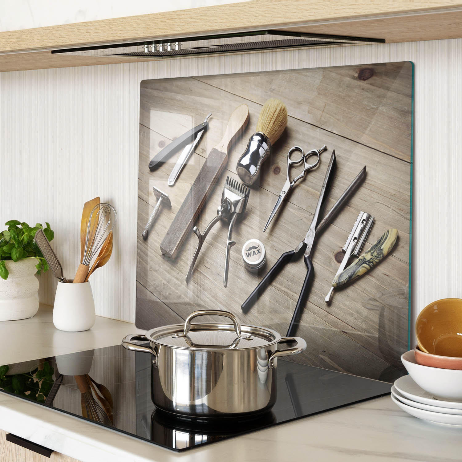 GLASPLATTE 60x52 cm Herrenfriseur - Braun, Glas (60/0.4/52cm) - TULUP
