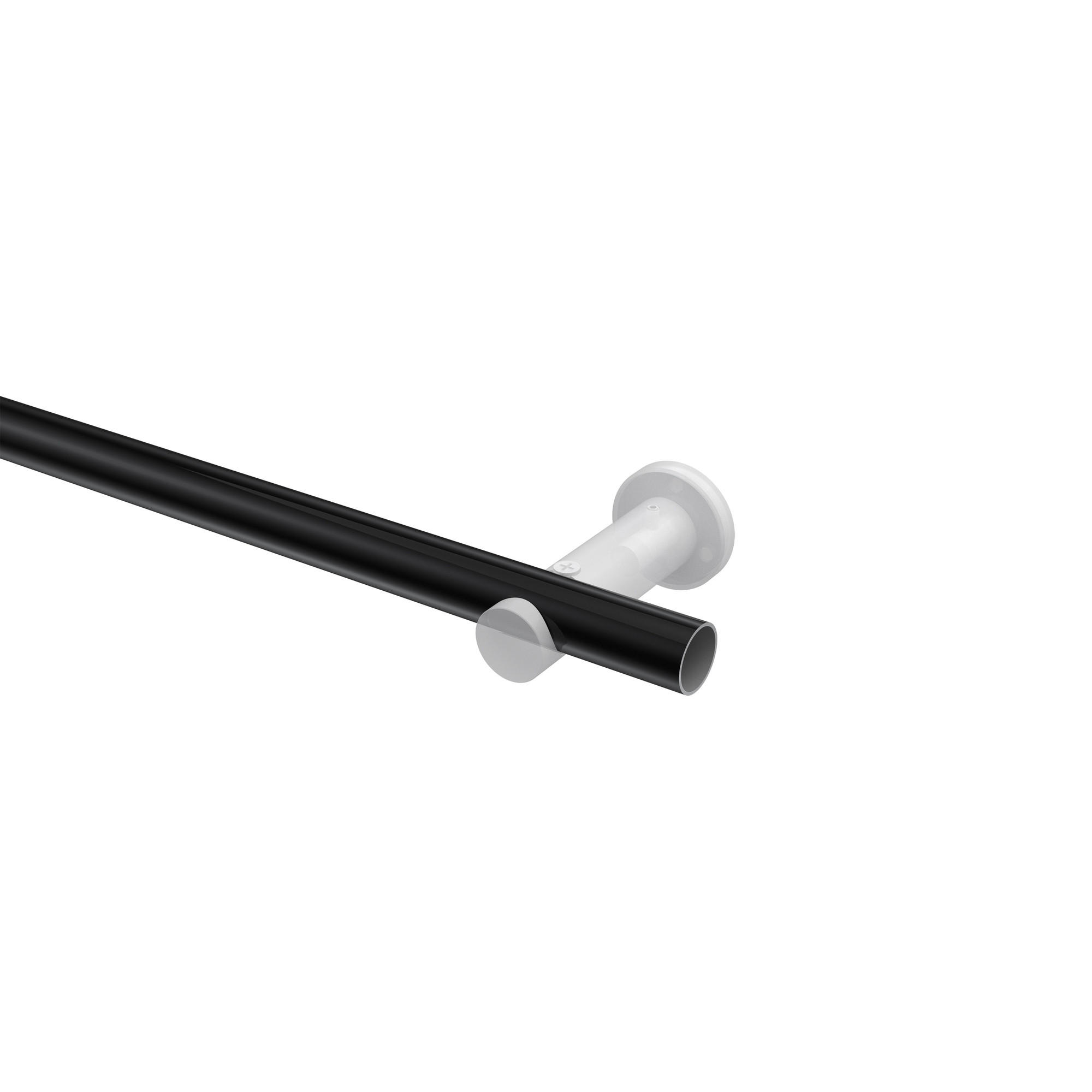 GARDINENSTANGE Platon Santo 280 cm (geteilt in 2 x 140 cm), 1-läufig (ohne Ringe), 20 mm Ø Schwarz - Schwarz, Metall (280cm) - INTERDECO