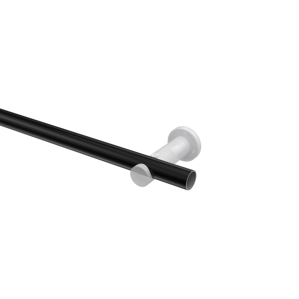 GARDINENSTANGEN-SET Platon Verano 420 cm (geteilt in 3 x 140 cm), 1-läufig (ohne Ringe), 20 mm Ø Schwarz - Chromfarben/Schwarz, Metall (420cm) - INTERDECO