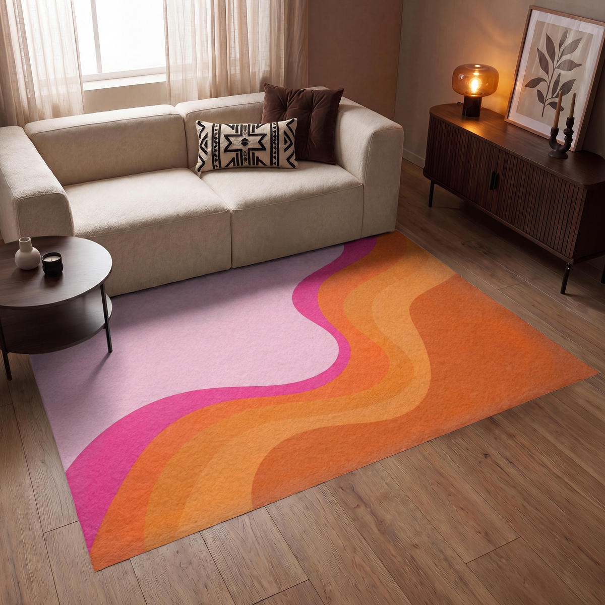 TEPPICH - Retro - Wellen - Farbenfroh - 200x140 cm - Multicolor, Kunststoff/Textil (200/0.4cm) - OnlyWow
