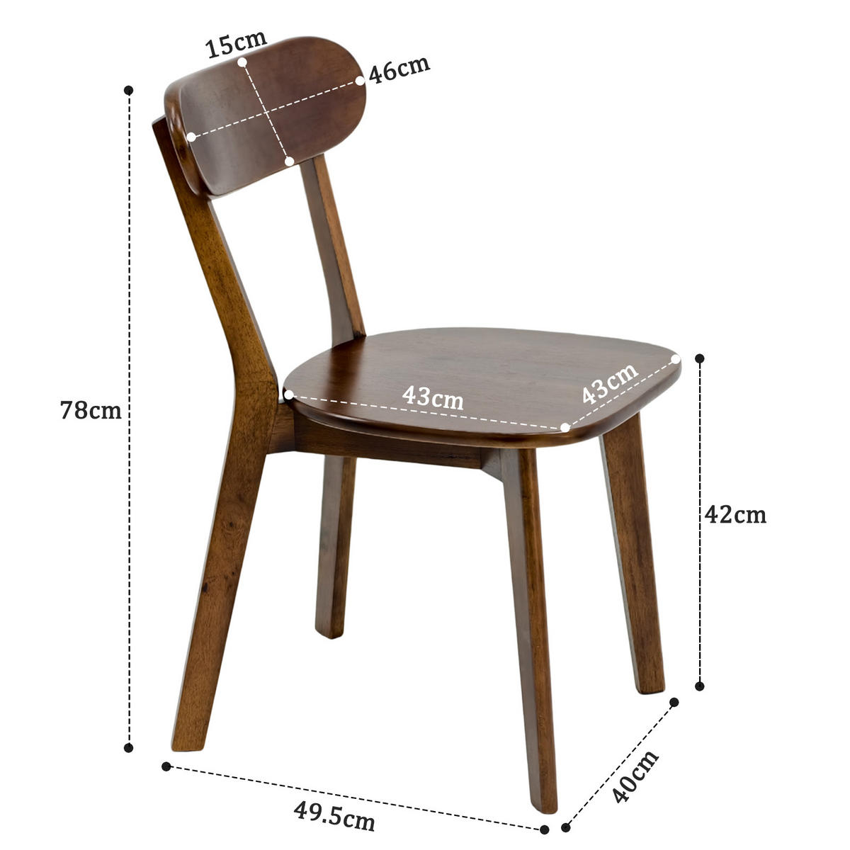 STUHL-SET 2 Stück Massivholz, DE-42428, Walnuss - Walnussfarben, Holz (40/78/49.5cm) - ComfortXL