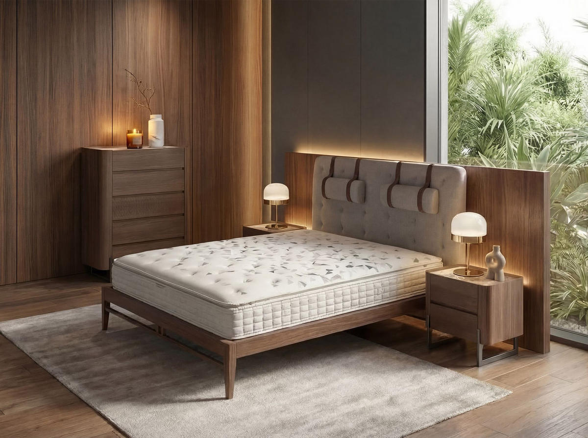 HYBRIDMATRATZE aus Naturlatex mit unabhängigen 7-Zonen-Taschenfedern 180/200/26 cm - Weiß, Textil (180/200cm) - ANGEL CERDA